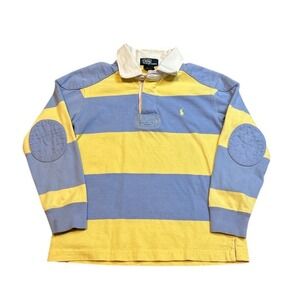 Vintage Polo Ralph Lauren Striped Rugby Long Sleeve Padded Elbows Boys Size 6